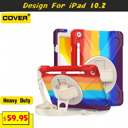 Smart Stand Heavy Duty Case For iPad 10.2 2019/2020/2021 With Pen Slot And Shoulder Strap