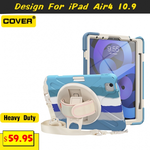 Smart Stand Heavy Duty Case For iPad Air 4 10.9 With Pen Slot And Shoulder Strap