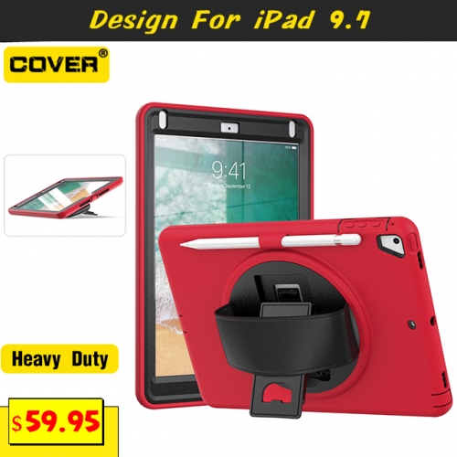 Smart Stand Anti-Drop Case For iPad 9.7 2017/2018/Air 1/2/Pro 9.7 With Pen Slot And Hand Strap