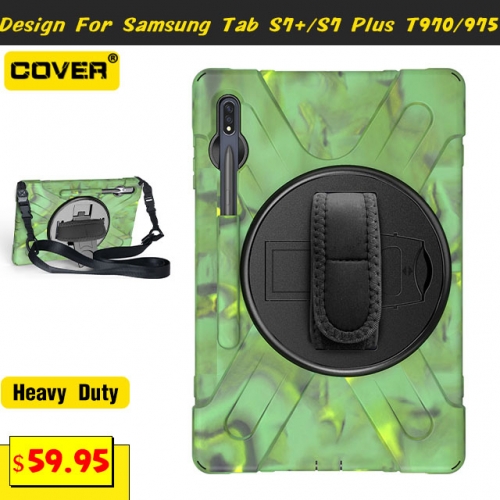 Smart Stand Heavy Duty Case Cover For Galaxy Tab S7+ 12.4 T970/975 With Pen Slot And Shoulder Strap