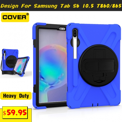 Smart Stand Heavy Duty Case For Galaxy Tab S6 10.5 T860/866 With Pen Slot And Shoulder Strap