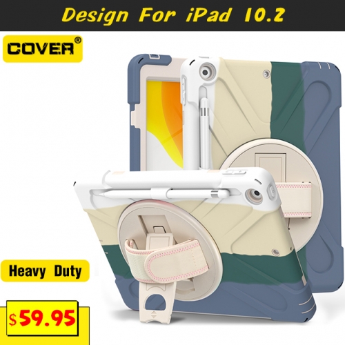 Smart Stand Heavy Duty Case For iPad 10.2 2019/2020/2021 With Pen Slot And Hand Strap