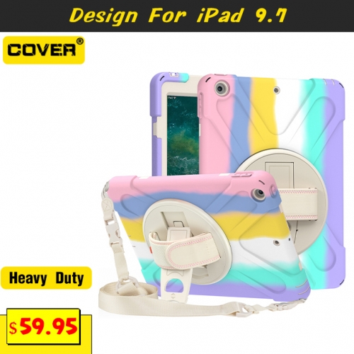 Smart Stand Heavy Duty Case For iPad 9.7 2017/2018 With Pen Slot And Shoulder Strap