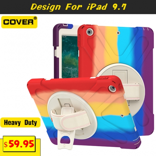 Smart Stand Heavy Duty Case For iPad 9.7 2017/2018 With Pen Slot And Hand Strap