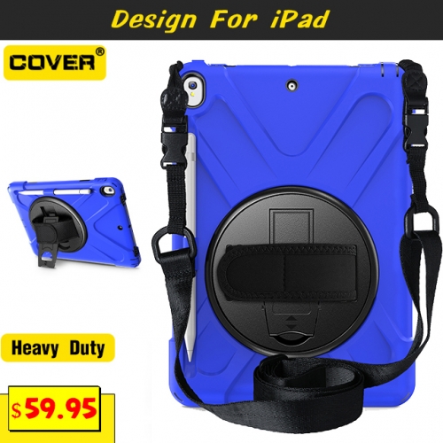 Smart Stand Heavy Duty Case For iPad Air 3 10.5/Pro 10.5 With Pen Slot And Shoulder Strap