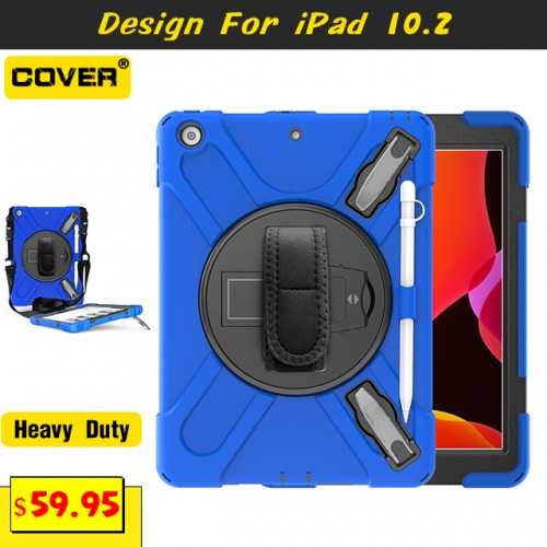 Smart Stand Heavy Duty Case For iPad 10.2 2019/2020 With Pen Slot And Shoulder Strap