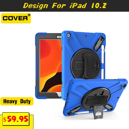 Smart Stand Heavy Duty Case For iPad 10.2 2019 With Pen Slot And Hand Strap