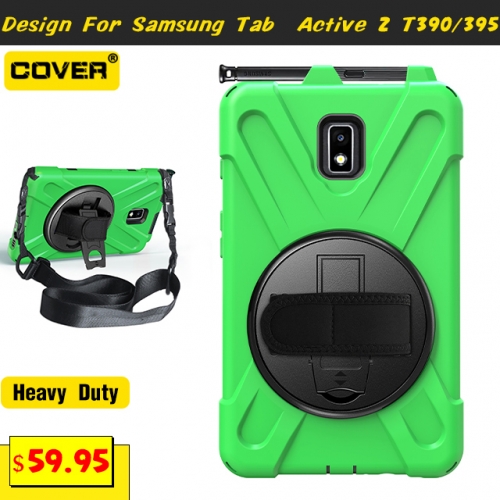 Smart Stand Heavy Duty Case For Galaxy Tab Active2 8.0 T390/395 With Pen Slot And Shoulder Strap
