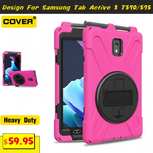 Smart Stand Heavy Duty Case For Galaxy Tab Active3 8.0 T570/575 With Pen Slot And Shoulder Strap