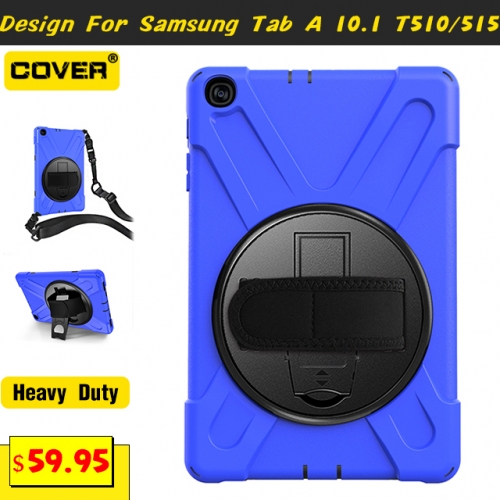 Smart Stand Heavy Duty Case For Galaxy Tab A 10.1 T510/515 With Hand Strap And Shoulder Strap