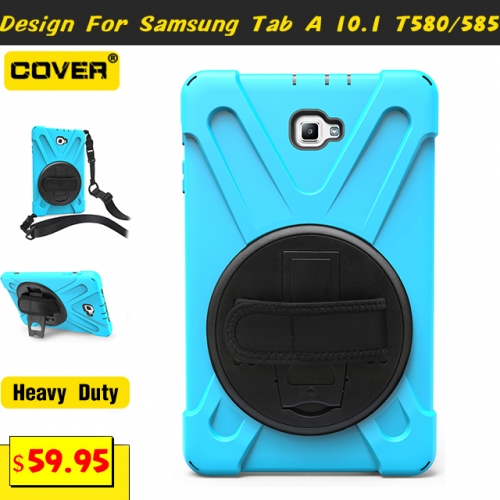 Smart Stand Heavy Duty Case For Galaxy Tab A 10.1 T580/585 With Hand Strap And Shoulder Strap