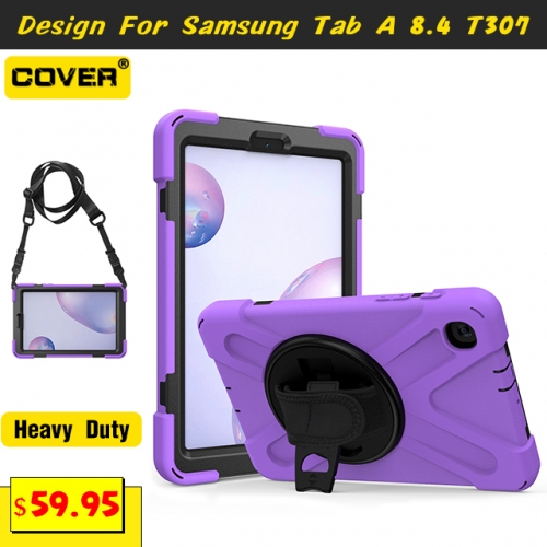 Smart Stand Heavy Duty Case For Galaxy Tab A 8.4 T307 With Hand Strap And Shoulder Strap