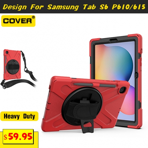 Smart Stand Heavy Duty Case For Galaxy Tab S6 Lite 10.4 P610/615 With Pen Slot And Shoulder Strap