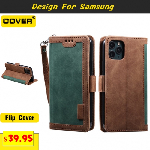 Leather Wallet Case For Samsung Galaxy S20/S20 Plus/S20 Ultra/S10/S10 Plus/S10E/S9/S9 Plus/Note20/Note20 Ultra/A21S/A21/A71/