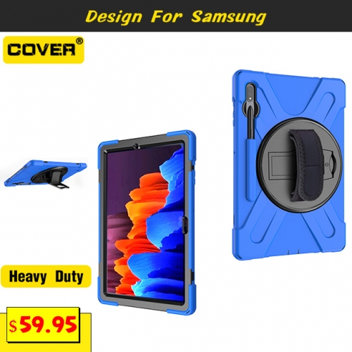 Shockproof Heavy Duty Case For Galaxy Tab S7+ 12.4 T970/975 With Pen Slot And Hand Strap