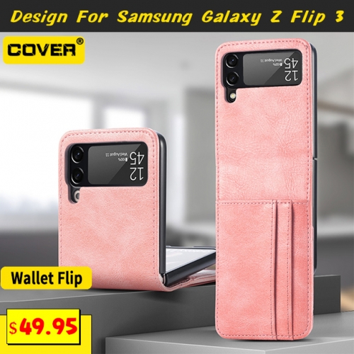 Leather Wallet Case For Galaxy Z Flip 3
