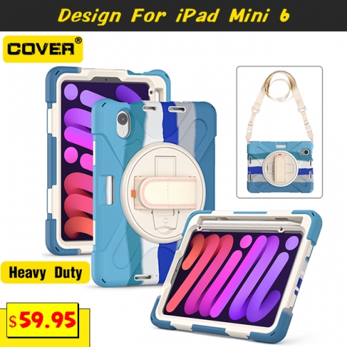 Smart Stand Heavy Duty Case iPad Mini 6 With Pen Slot And Shoulder Strap