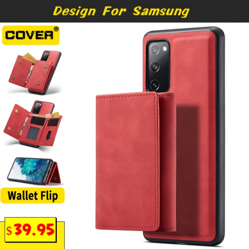 Leather Wallet Case For Galaxy S21/S21 Plus/S21 Ultra/S21 FE/S20/S20 Plus/S20 Ultra/S20 FE/Note20/Note20 Ultra/A72/A71/A52/A51/A32(4G)(5G)/A22/A21s/A1