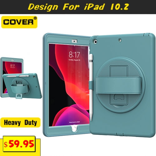 Smart Stand Anti-Drop Case For iPad 10.2 2019/2020 With Pen Slot And Hand Strap