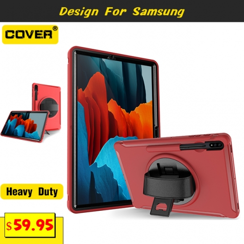 Smart Stand Anti-Drop Case For Galaxy Tab S7+ 12.4 T970/975 With Pen Slot And Hand Strap