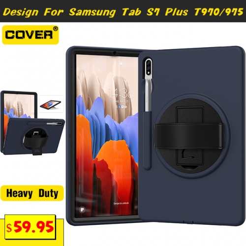 Smart Stand Anti-Drop Case For Galaxy Tab S7 Plus 12.4 T970/975 With Pen Slot And Hand Strap
