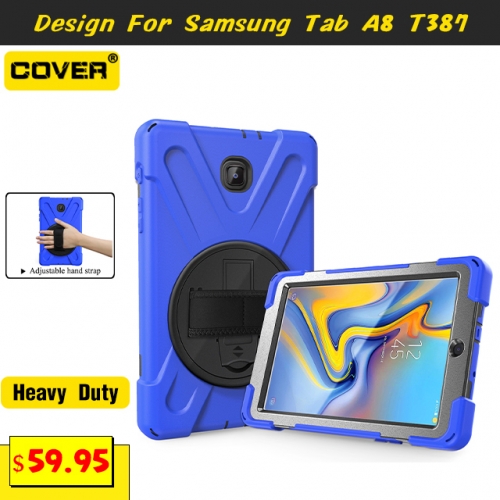 Smart Stand Heavy Duty Case For Galaxy Tab A 8.0 T387 With Hand Strap