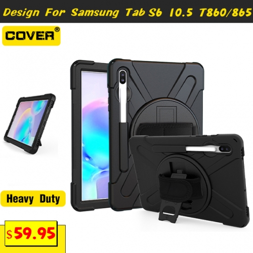 Smart Stand Heavy Duty Case For  Galaxy Tab S6 10.5 T860/866 With Pen Slot And Hand Strap