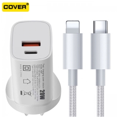 20W Type-C And USB Fast Charging Power Adapter & Data Cable 1M