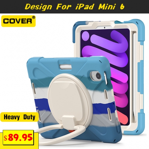 Smart Stand Heavy Duty Case For iPad Mini 6 With Pen SlotiPad Mini 6 With Pen Slot And Shoulder Strap