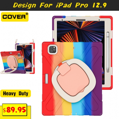 Handle Grip Heavy Duty Case For iPad Pro 12.9 2018/2020/2021 With Pen Slot And Shoulder Strap