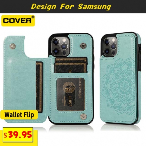 Leather Wallet Case For Samsung Galaxy S20/S20 Plus/S20 Ultra/S10/S10 Plus/S10E/S9/S9 Plus/S8/S8 Plus/Note10/Note10 Plus/Note9/Note8/A71/A51