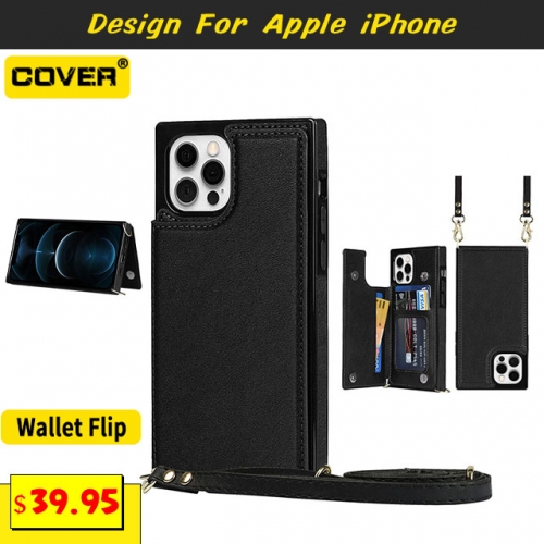 Leather Flip Cover For 12/12 Pro/12 Pro Max/11/11 Pro/11 Pro Max/X/XS/XR/XS Max/SE2/6/7/8 Series