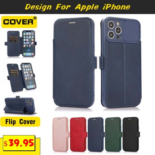 Leather Flip Cover For iPhone 13/13 Pro/13 Pro Max/13Mini/12/12 Pro/12 Pro Max/11/11 Pro/11 Pro Max/X/XS/XR/XS Max/SE2/7/8 Series