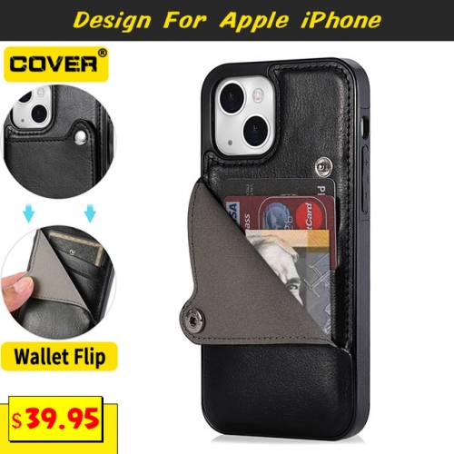 Leather Wallet Case For iPhone 13/13 Pro/13 Pro Max/13 Mini/12/12 Pro/12 Pro Max/12 Mini/11/11 Pro/11 Pro Max