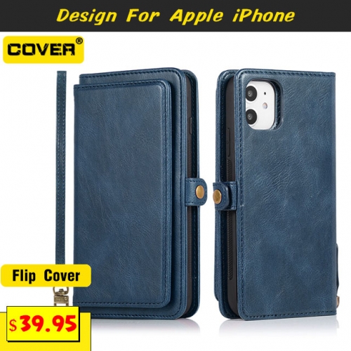 Leather Flip Cover For iPhone 13/13 Pro/13 Pro Max/13 Mini/12/12 Pro/12 Pro Max/12 Mini/11/11 Pro/11 Pro Max