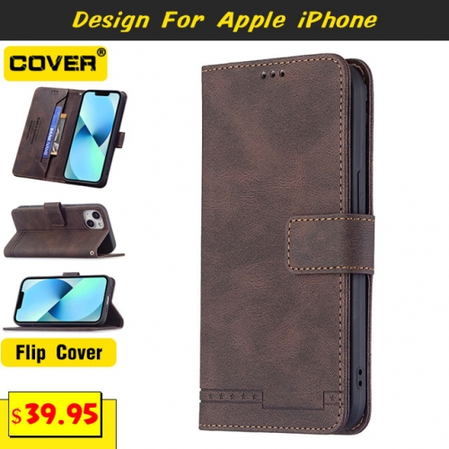 Leather Flip Cover For iPhone 13/13 Pro/13 Pro Max/13 Mini/12/12 Pro/12 Pro Max/12 Mini/11/11 Pro/11 Pro Max/X/XS/XR/XS Max/7Series