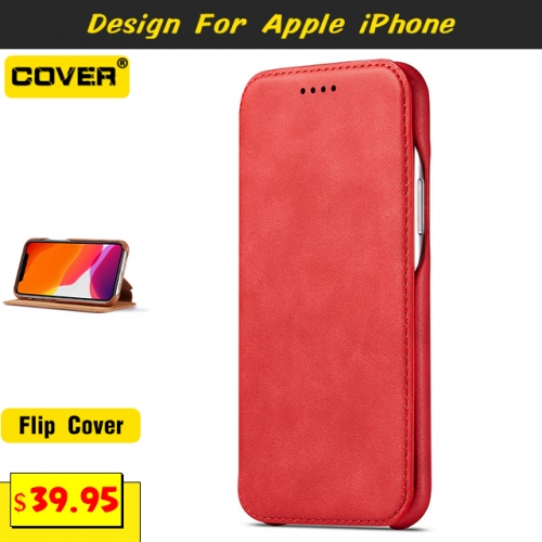 Leather Flip Cover For iPhone 6/7/8 Series/X/XS/XR/XS Max/11/11 Pro/11 Pro Max/12/12 Pro/12 Pro Max/12 Mini/13/13 Pro/13 Pro Max/13 Mini