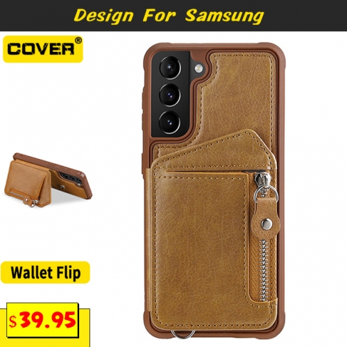Leather Wallet Case For Samsung Galaxy S21/S21 Plus/S21 Ultra/S20/S20 Plus/S20 Ultra/S20 FE/S10/S10 Plus/S10e