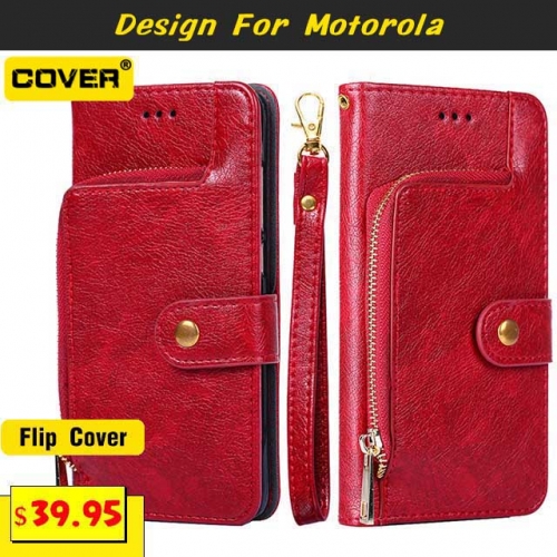 Leather Wallet Case For MOTO G50/E7 Power