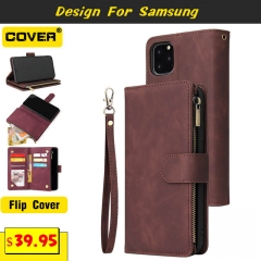 Leather Wallet Case For Samsung S21/S21Plus/S21Ultra/S21FE/S20/S20Plus/S20Ultra/S20 FE/S10/S10Plus/S10E/Note20/Note20/Note9/Note8/A32/A52/A72