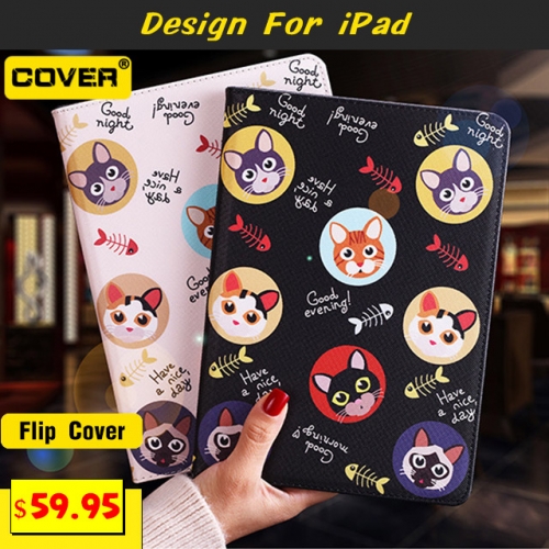 Leather Flip Cover For iPad 2/3/4/9/Mini1/2/3/4/5/6/Air1/2/3/4/Pro 9.7/10.5
