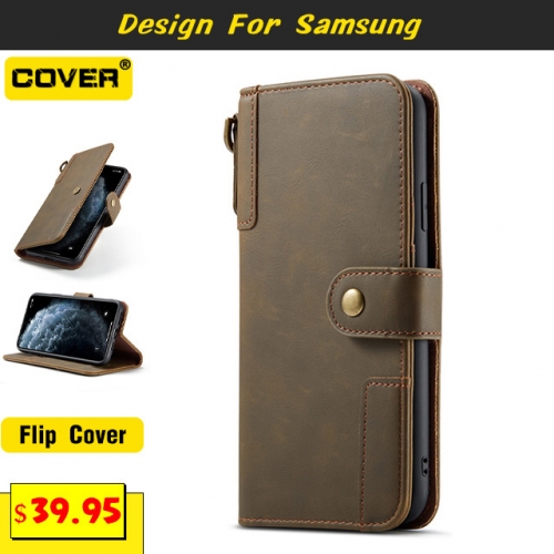 Leather Flip Cover For Samsung Galaxy S20/S20 Plus/S20 Ultra/S10/S10 Plus/S10E/S9/S8 Series/Note20/Note20 Ultra/Note10/Note10Pro/Note9/Note8/A71