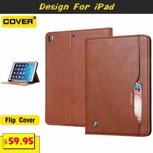 Leather Flip Cover For iPad 5/6/7/8/9/Mini1/2/3/4/5/6/Air1/2/3/4/Pro9.7/10.5/11/12.9 With Pen Slot