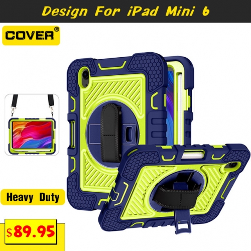 Smart Stand Anti-Drop Case For iPad Mini 6 With Shoulder And Hand Strap