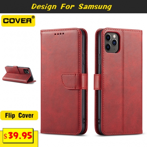Leather Wallet Case For Samsung Galaxy S22/S22P/S22Ultra/S21/S21P/S21Ultra/S20/S20P/S20Ultra/S20FE/S20Lite/A71/A51/A72/A52/A32/A22