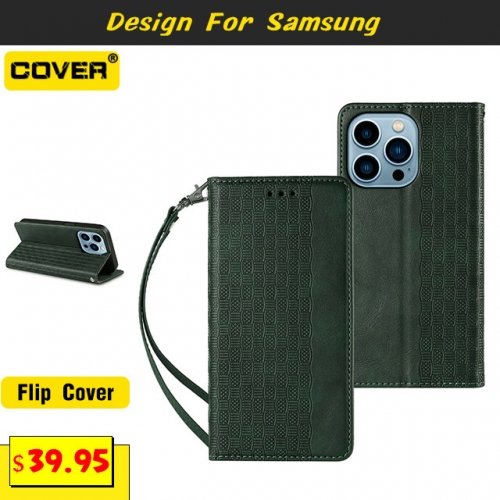 Leather Wallet Case For Samsung Galaxy S22/S22P/S22Ultra/S21/S21P/S21Ultra/S20/S20P/S20Ultra/S20FE/A72/A52/A32/A22