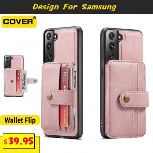 Leather Wallet Case For Samsung Galaxy S22/S22Plus/S22Ultra/S21/S21Plus/S21Ultra/S21FE/S20/S20Plus/S20Ultra/S20FE