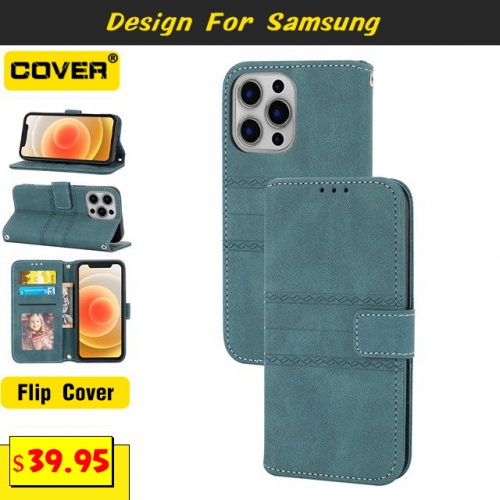 Leather Wallet Case For Samsung Galaxy S22/S21 Series/S20FE/A52/A32/A22/A12/A71/A51