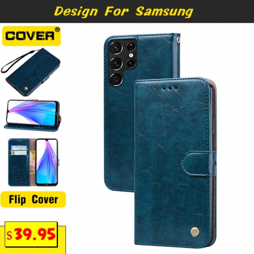 Leather Wallet Case For Samsung Galaxy S30/S22/S21/S20/S10/S9/S8 Series