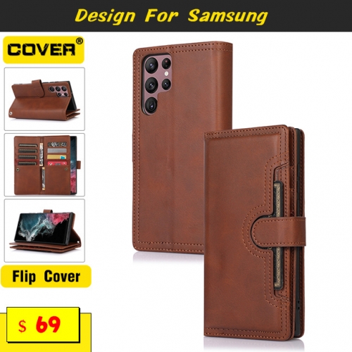 Leather Wallet Case For Samsung Galaxy S22/S22Plus/S22Ultra/S20/S20 Plus/S20Ultra